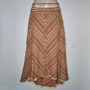 DStudio Chevron Striped Midi Skirt Boho